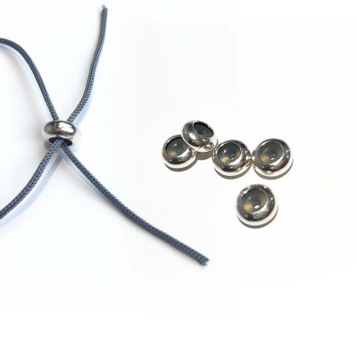 5 perles stoppeurs, laiton argenté, 6 mm