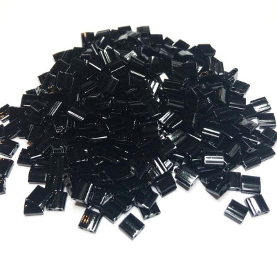 Tila beads, noir brillant. 5*5*1,9 mm
