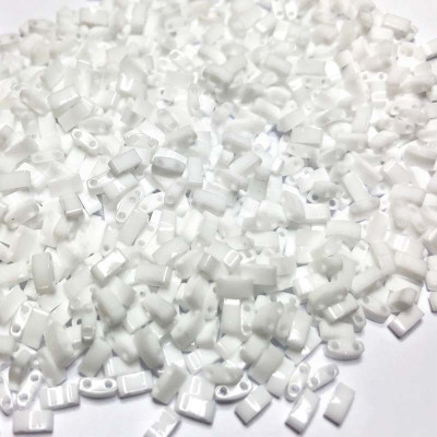5 G, Half Tila beads, blanc. 5*2,3*1,9 mm