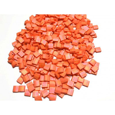 Tila beads, orange mat, 5*5*1,9 mm