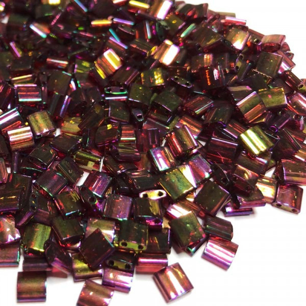 Perles Tila beads, topaze irrisé, 5*5*1,9 mm. Miyuki.