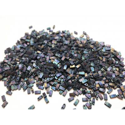 5 G, Half Tila beads, gris irisé. 5*2,3*1,9 mm