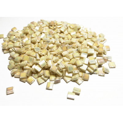 Tila beads, ivoire irisé, 5*5*1,9 mm