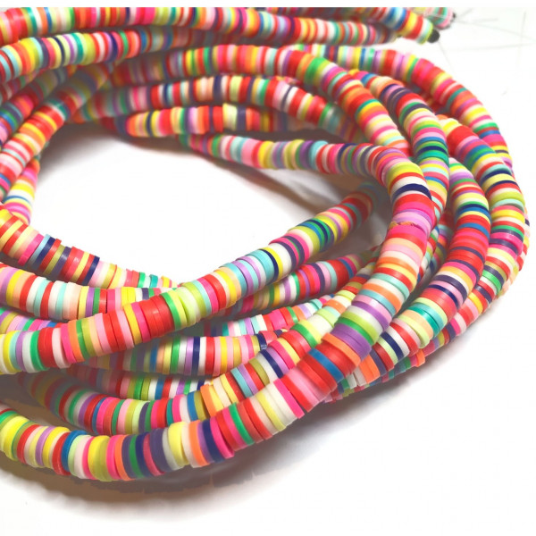 6 mm, heishi polymère, multicolore, le fil env. 43 cm