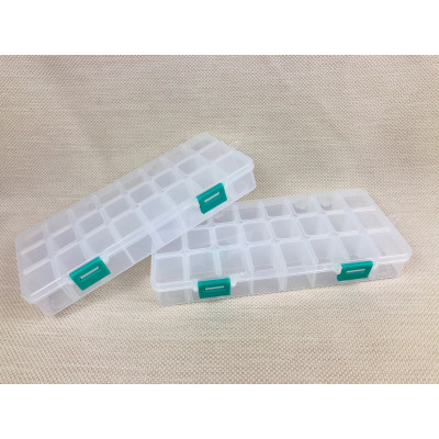 24 cases, boite couvercle plastique, 22*11*3 cm