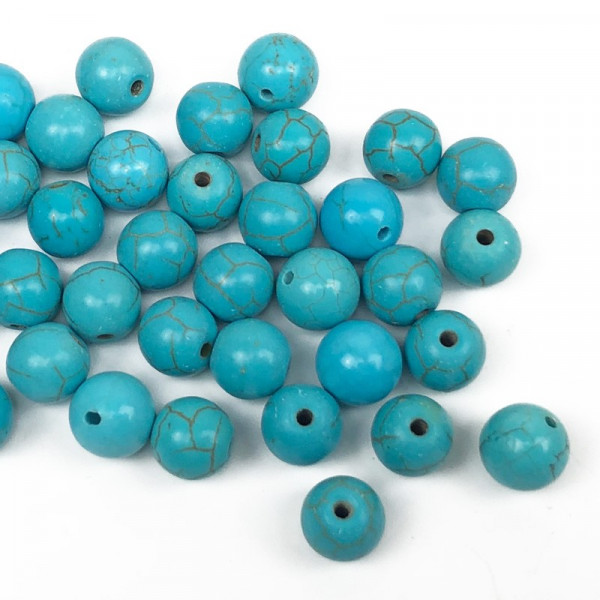 5 perles howilte bleu, 8 mm