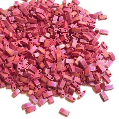 5 G, Half Tila beads, rose irisé. 5*2,3*1,9 mm