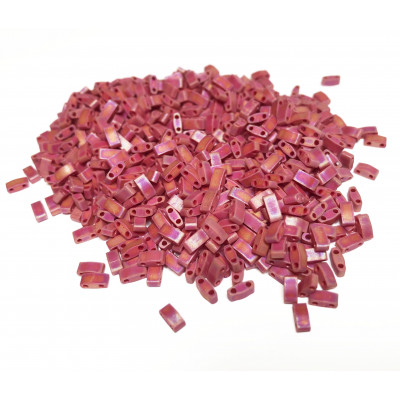 5 G, Half Tila beads, rose irisé. 5*2,3*1,9 mm