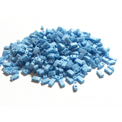5 G, Half Tila beads, bleu clair mat. 5*2,3*1,9 mm