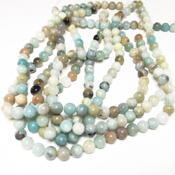 8 mm, perles pierre amazonite naturelle , env. 45 p.