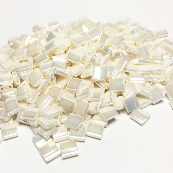 Perles Tila beads, ivoire brillant, 5*5*1,9 mm. Col 0592 Ivory ceylon. Miyuki