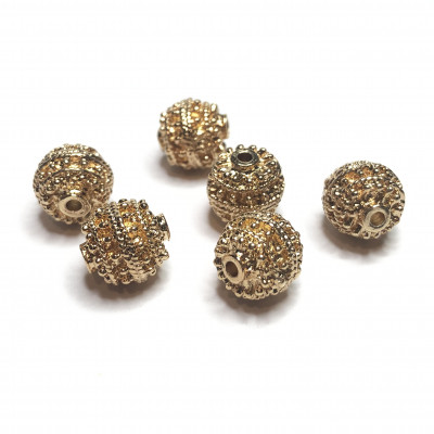 10 mm, perle en alliage doré, décor relief
