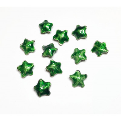 5 perles étoile 10*10 mm. Verte - bombée
