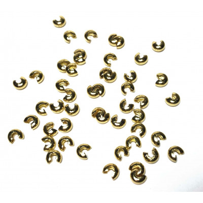4 mm, 50 caches noeuds, métal doré brillant