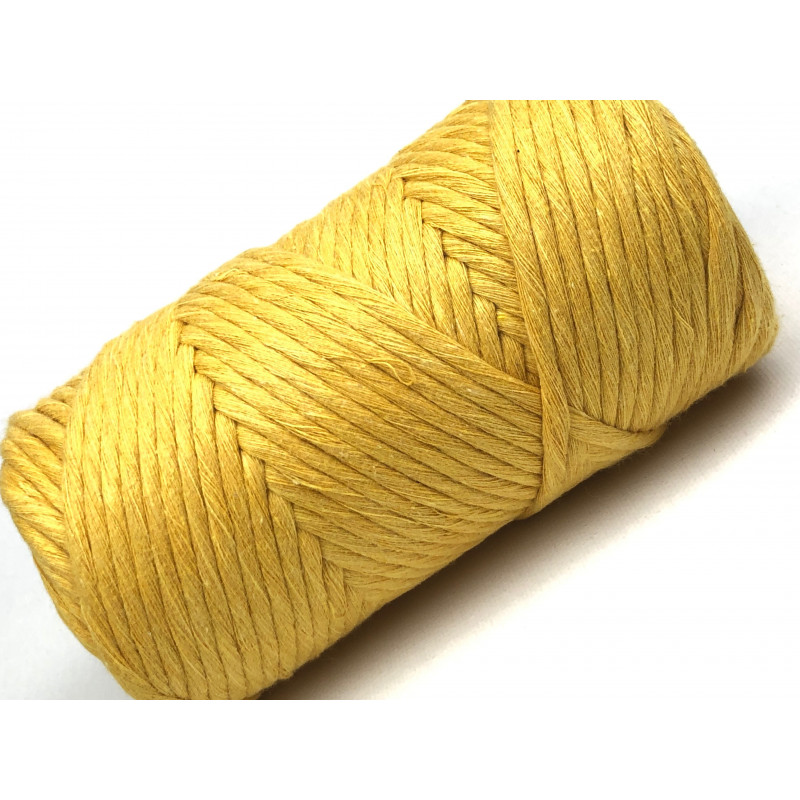 75 m, corde coton 3mm, jaune. 100 % coton. Bobine de fil à macramé