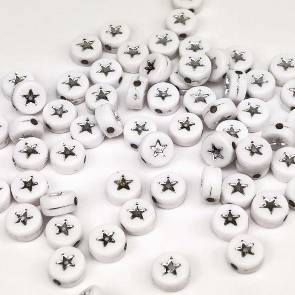 10 perles acrylique, diamètre 7 mm, étoile