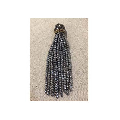 Pompom perles et strass, 8 cm.