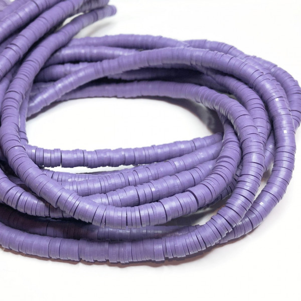 6 mm, heishi polymère,  violet, le fil