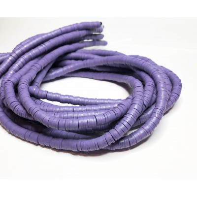 6 mm, heishi polymère,  violet, le fil