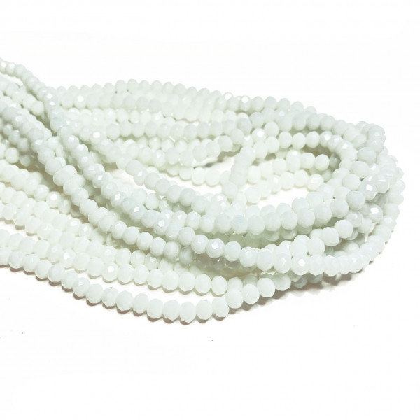 Perles verre facetté blanc, le fil env. 130 p