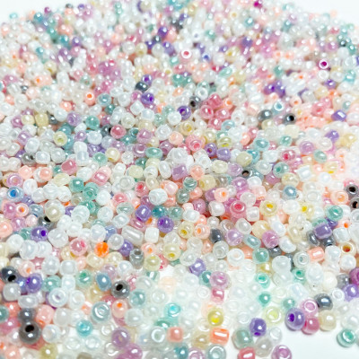3 mm, 35-40 g rocailles, multicolore clair 3 mm, 35-40 g rocailles, multicolore clair
