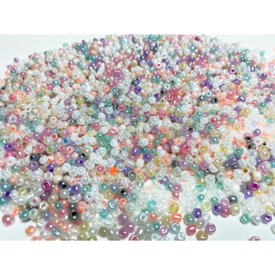 3 mm, 35-40 g rocailles, multicolore clair 3 mm, 35-40 g rocailles, multicolore clair