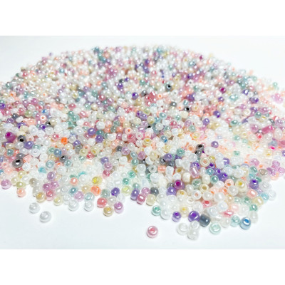 3 mm, 35-40 g rocailles, multicolore clair 3 mm, 35-40 g rocailles, multicolore clair