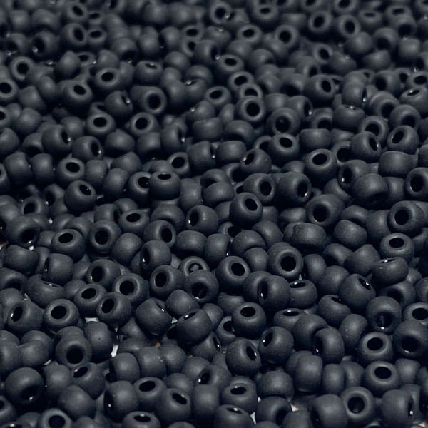 Perles Miyuki rocailles, noir mat. 8/0. 0401F