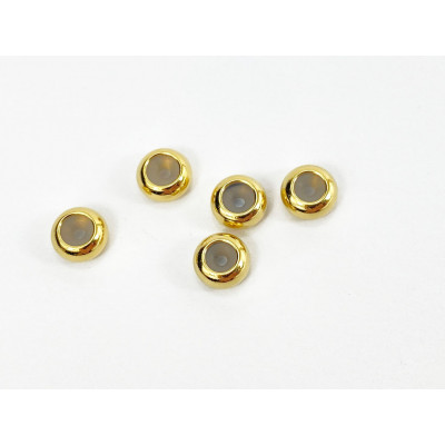 5 perles stoppeurs, laiton doré or 24K, 6 mm