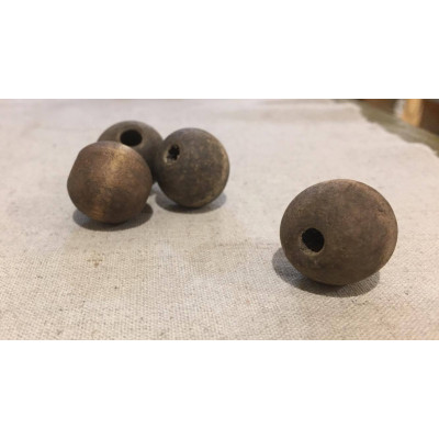 4 Perles bois, 20 mm, marron foncé naturel