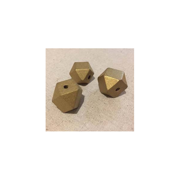Perle en bois dorée, hexagonale, 27 mm
