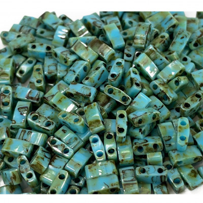 5 G, Half Tila beads,turquoise marbré. 5*2,3*1,9 mm 5 G, Half Tila beads,turquoise marbré. 5*2,3*1,9 mm