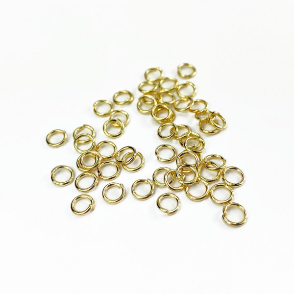 50 anneaux ouverts metal doré, 4 mm