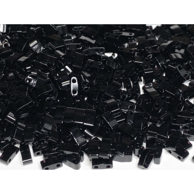 5 G, Half Tila beads, noir brillant. 5*2,3*1,9 mm