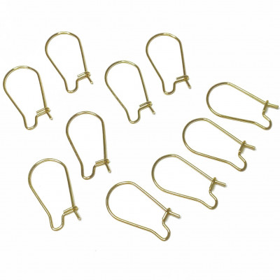 20 mm, Acier inoxydable, plaqué or 18. 10 crochets d'oreille 20 mm, Acier inoxydable, plaqué or 18. 10 crochets d'oreille