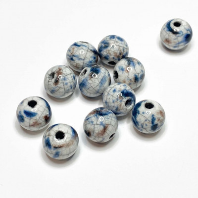 Perle céramique bleue 10 x 12 mm - perlerie Atelier de la création