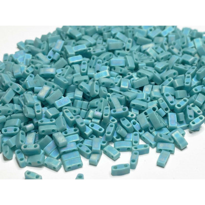 5 G, Half Tila beads, turquoise mat mat. 5*2,3*1,9 mm