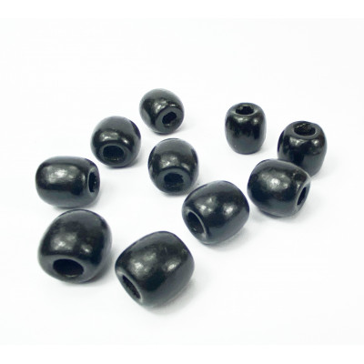 10 perles baril, bois noir 17*16 mm
