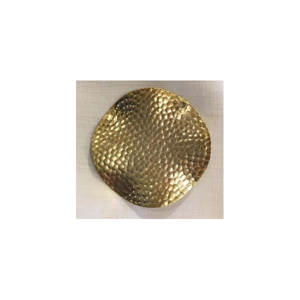 Pendentif disque ondulé, doré - 5,5 cm.
