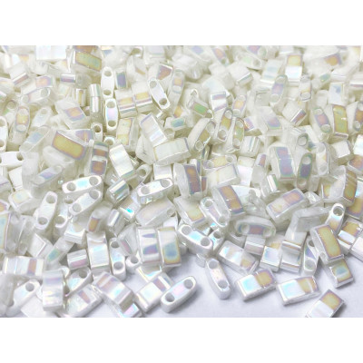 5 G, Half Tila beads, blanc irisé. 5*2,3*1,9 mm