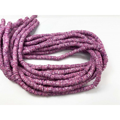 6 mm, heishi polymère, violet chiné, le fil env. 40 cm