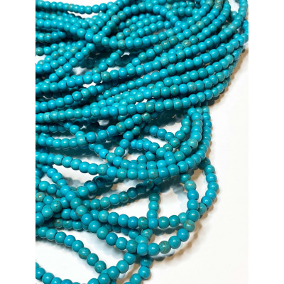 4 mm, howlite synthétique, turquoise. Env 90 p