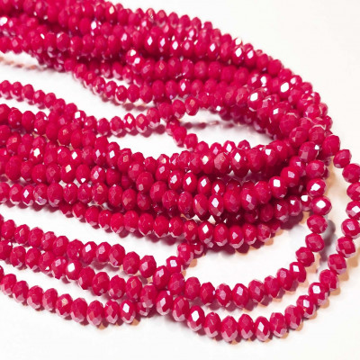 4*3 mm, verre facetté, le fil env. 130 p. Magenta brillant