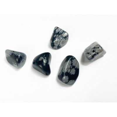 20-25 mm, Obsidienne flocon. Pépite perçée à la pièce