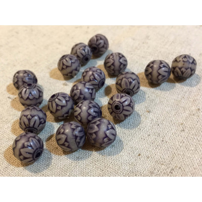 10 perles résine, 10 mm, violet déco