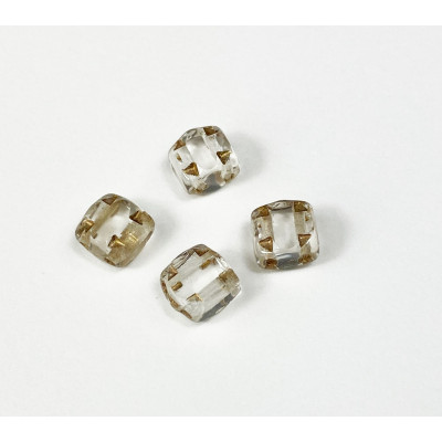 4 perles carrées 6*6 mm avec 4 trous, transparent doré.