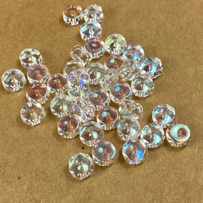30 perles 8*4 mm rondelles irisée. Transparent à facettes