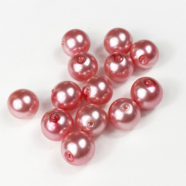 15 ou 20 perles 10 ou 12 mm. Verre nacré rose
