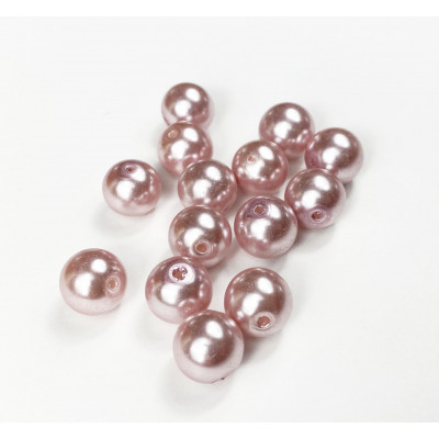 20 perles 10 mm. Verre nacré vieux rose