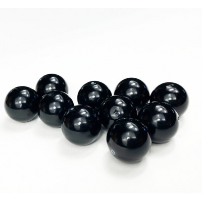 15 perles 12 mm. Verre nacré noir